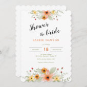 水彩の花のブライダルシャワー 招待状 (正面/裏面)