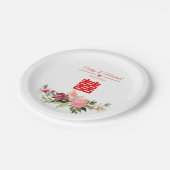 水彩の花の二重の幸福中国の結婚の ペーパープレート (アングル)