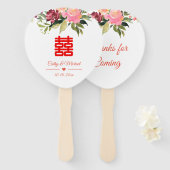 水彩の花の二重の幸結婚せ ハンドファン (正面&裏面)