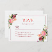 水彩の花の二重の幸結婚せ 出欠カード (正面/裏面)