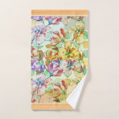 水彩の花の大きいトリム バスタオルセット (ハンドタオル)