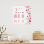 水彩の花の最初のコミュニオンシーティングチャート ポスター (キッチン)