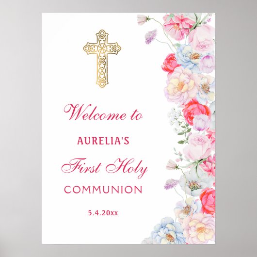 水彩の花の最初の聖餐式へようこそ ポスター (正面)