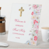 水彩の花の最初の聖餐式へようこそ 台座サイン (インサイチュ)