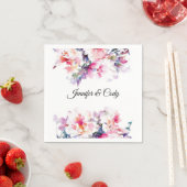 水彩の花の結婚名前を追加カクテル スタンダードカクテルナプキン (インサイチュ)
