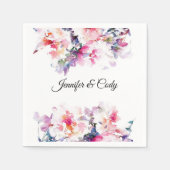 水彩の花の結婚名前を追加カクテル スタンダードカクテルナプキン (正面)