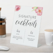 水彩の花の結婚特徴的なカクテルの看板 台座サイン (インサイチュ)