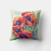 水彩の花の赤ポピーイラストレーション花 クッション (裏面)