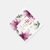 水彩の花の40回目ルビー結婚記念日 スタンダードカクテルナプキン (角)