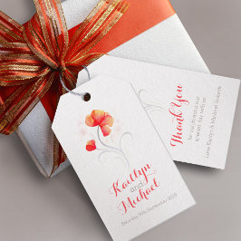 水彩の花はオレンジの結婚贈り物ラベルを渦巻く ギフトタグ