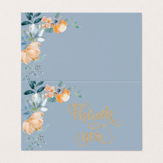 水彩の花ほこりっぽい青ありがとう 名刺 (外部フラット)