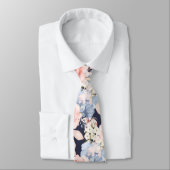 水彩の花ほこりっぽい青ほこりっぽいピンクのバラ ネクタイ (タイ)