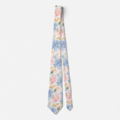 水彩の花ほこりっぽい青ほこりっぽいピンクのバラ ネクタイ (正面)