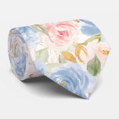 水彩の花ほこりっぽい青ほこりっぽいピンクのバラ ネクタイ (ロール)