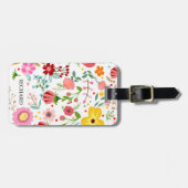 水彩の花をパーソナライズ ラゲッジタグ (正面横)