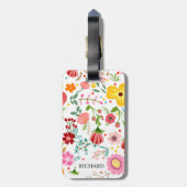 水彩の花をパーソナライズ ラゲッジタグ (裏面縦)