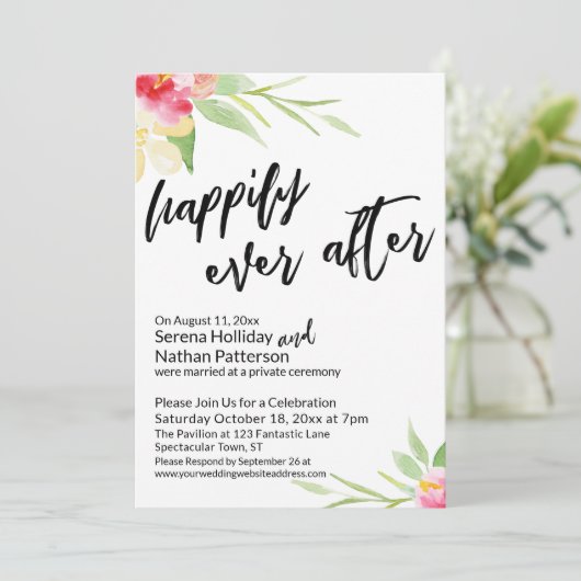 水彩の花を手書きした後も楽しく 招待状 (スタンド正面)