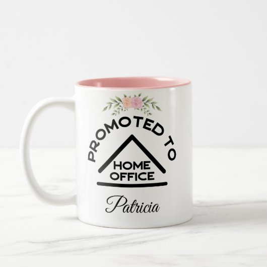 水彩の花を持つホームオフィスに昇格する ツートーンマグカップ (左)