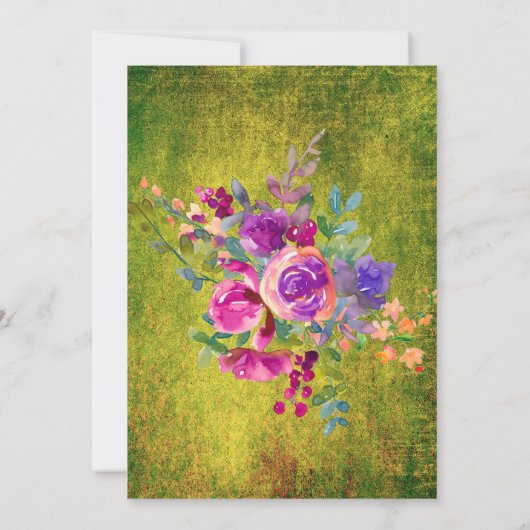 水彩の花を持つ蹄鉄が日を救う 招待状 (裏面)