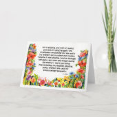 水彩の花を輝かせ、「生命は素晴らしい」引用文 カード (正面)