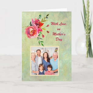 水彩の花エレガントPHOTO Mother's Day カード