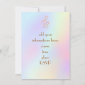 水彩の花トレブルクレフ、 音符記号 招待状 (裏面)