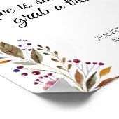 水彩の花バーガンディ緑キャンディビュッフェ ポスター (角)