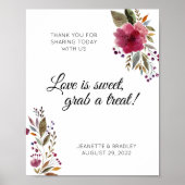 水彩の花バーガンディ緑キャンディビュッフェ ポスター (正面)