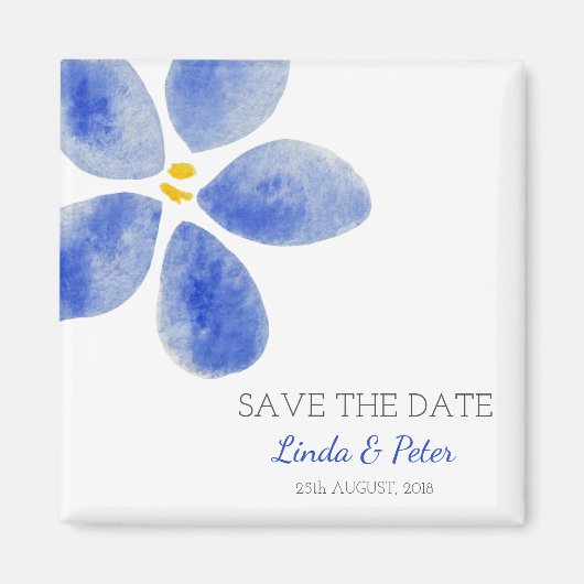 水彩の花日付の磁結婚石を保存 マグネット (正面)