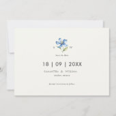 水彩の花日付を保存 招待状 (正面)