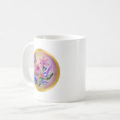 水彩の花束の花々、カラフルな背景    コーヒーマグカップ (正面左)