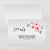 水彩の花柄 ブッシュピンク グレー ウェディングの詳細 エンクロージャーカード (正面/裏面)
