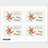 水彩の花私が愛する誕生日 長方形シール (シート)