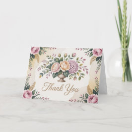 水彩の花輪がデザインされた感謝を伝えるカード サンキューカード