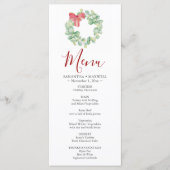 水彩の花輪のクリスマス・パーティ・メニュー メニュー (正面)