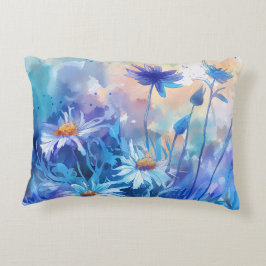 水彩の花:アクセントフローラ装飾用クッション アクセントクッション