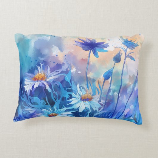 水彩の花:アクセントフローラ装飾用クッション アクセントクッション (裏面)