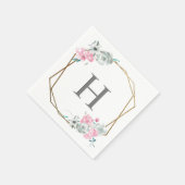 "水彩の花" オーダーメイド モノグラム ウェディング スタンダードカクテルナプキン (角)