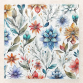 水彩の花 ガラスコースター (正面)