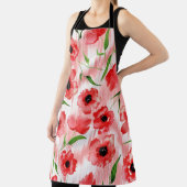 水彩の花：ケシ牡丹イカット。 エプロン (インサイチュ)