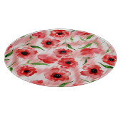 水彩の花：ケシ牡丹イカット。 カッティングボード (角)