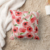 水彩の花：ケシ牡丹イカット。 クッション (ブランケット)