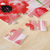 水彩の花：ケシ牡丹イカット。 ジグソーパズル (側面)