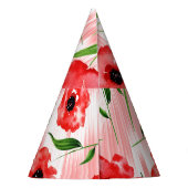 水彩の花：ケシ牡丹イカット。 パーティーハット (裏面)