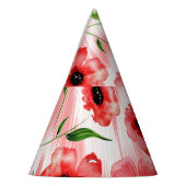 水彩の花：ケシ牡丹イカット。 パーティーハット (左)