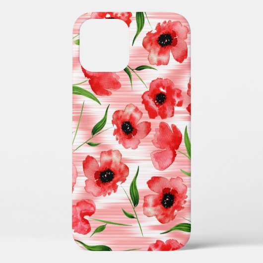 水彩の花：ケシ牡丹イカット。 Case-Mate iPhoneケース (裏面)