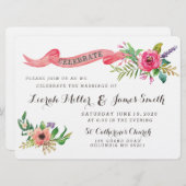 水彩の花（バナー付き） 招待状 (正面/裏面)