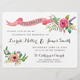 水彩の花（バナー付き） 招待状