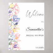 水彩の花 – ブライダルシャワーウェルカムサイン ポスター (正面)