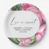 水彩の花 – ブライダルシャワー ペーパープレート (正面)
